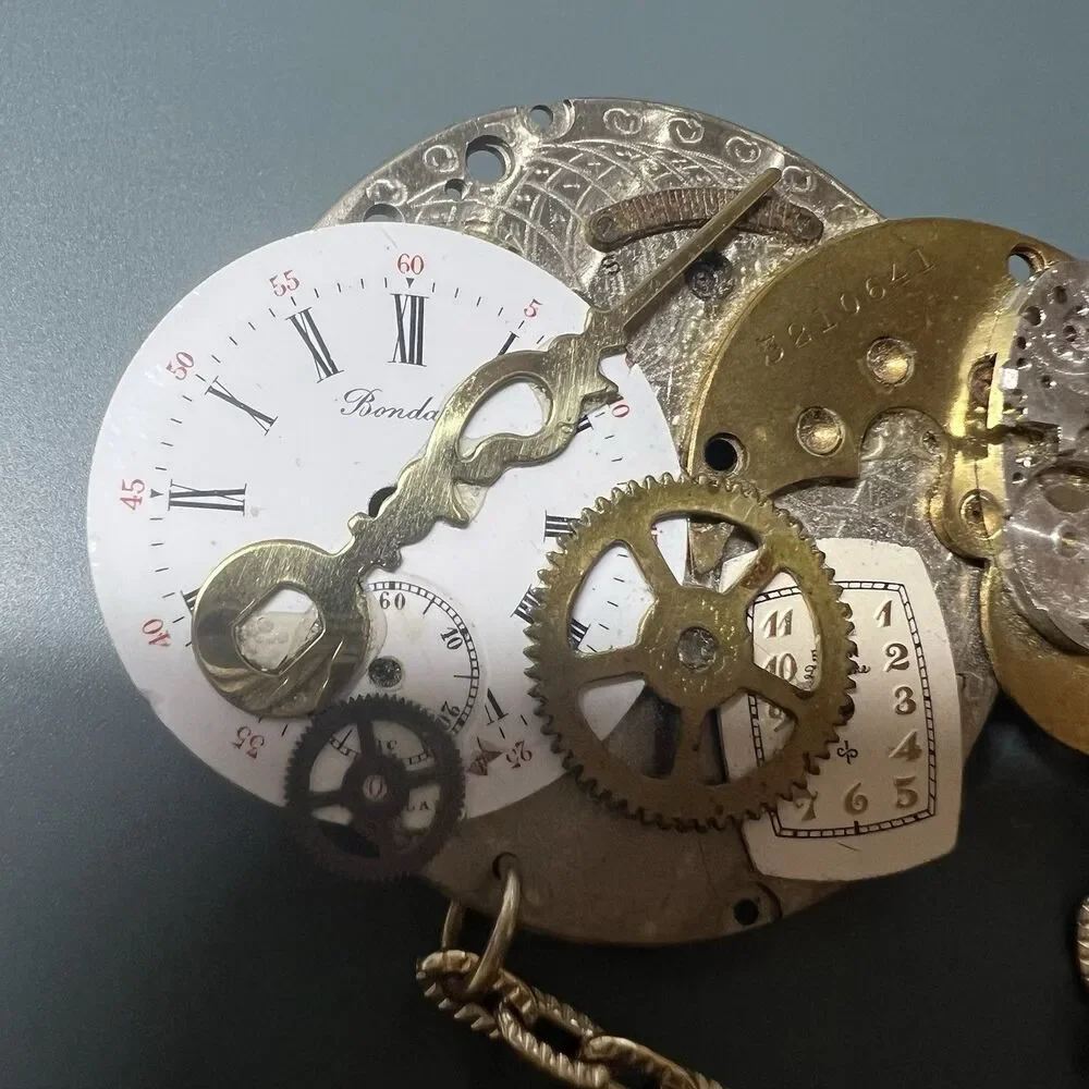Vintage Steampunk Watch Movement Brooch Pin Handcrafted Altered Art Signed Shirl